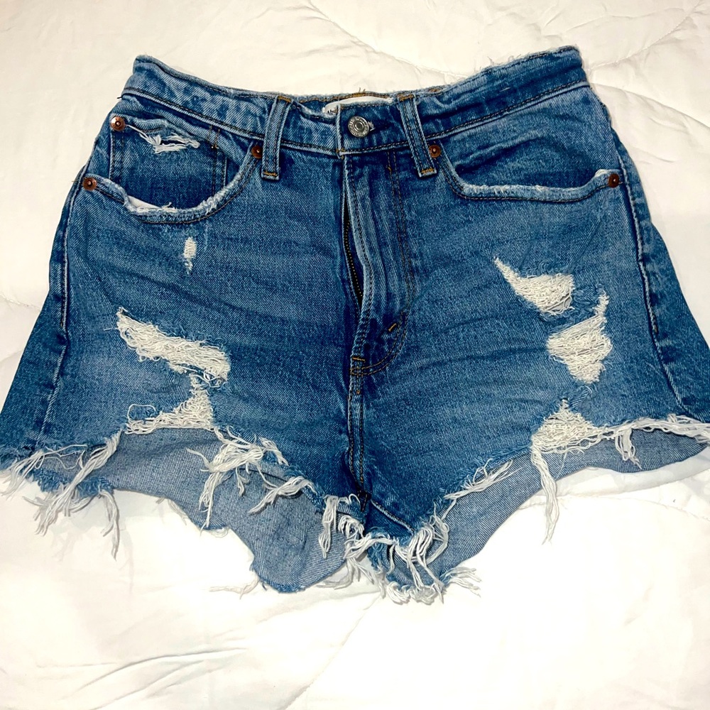 A&F Mom Short Curve Love High Rise Denim Shorts